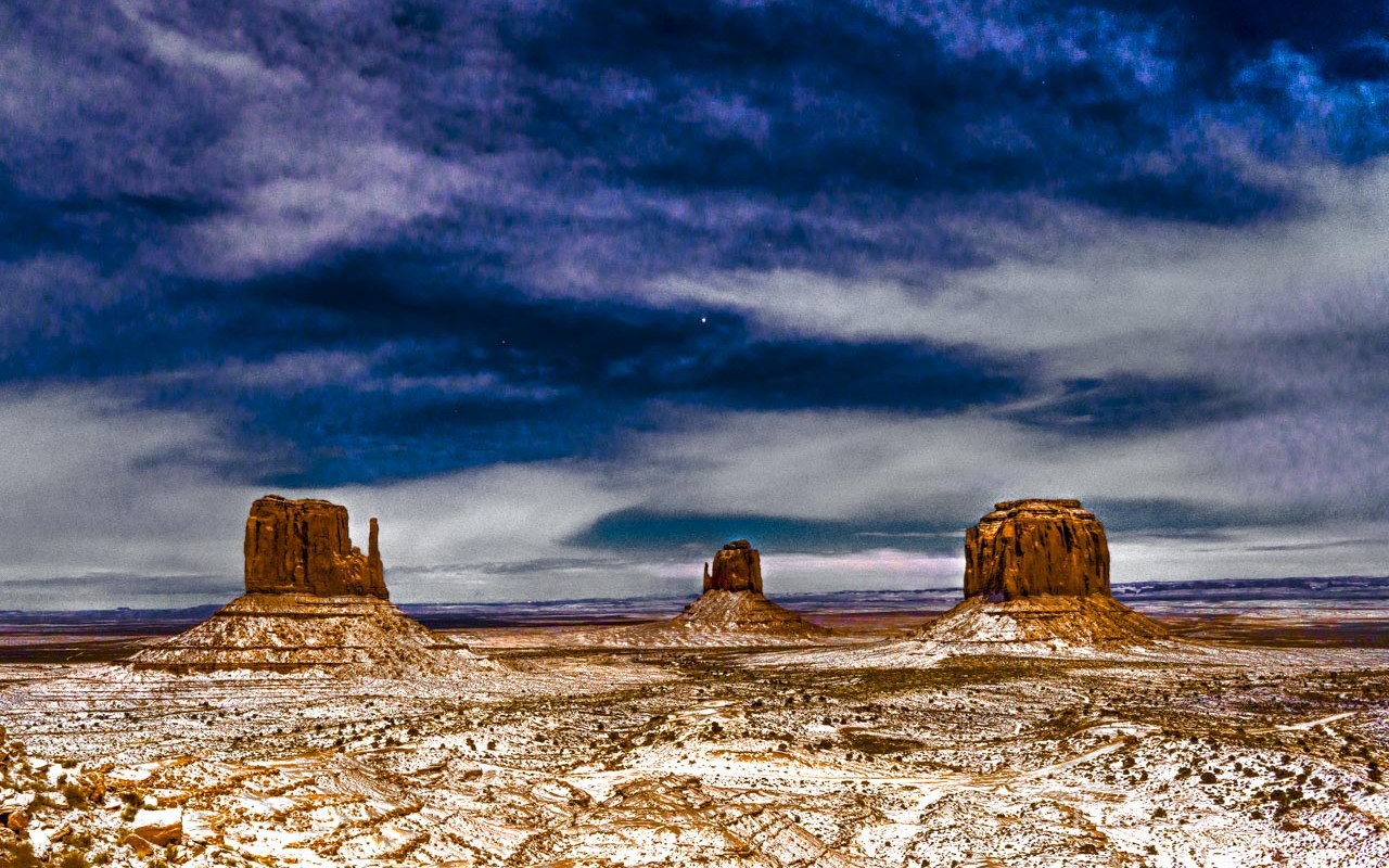 Moonlit Monument Valley Snow